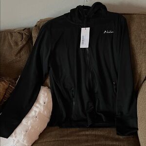 Man Clothing Black Hoodie Jacket with Subtle White Logo